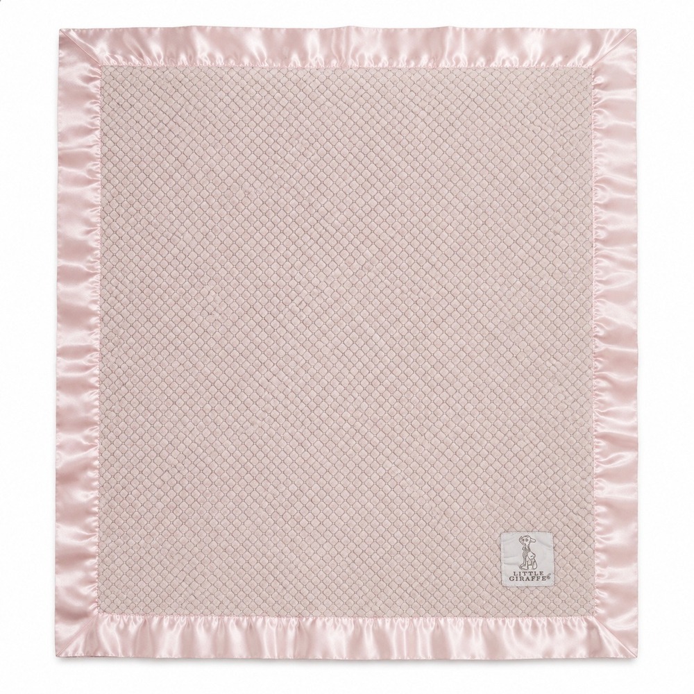Little Giraffe Pink Baby Blanket Chenille Honeycomb Satin Trim Luxury Nursery